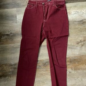 Red denim pants Nasty Gal